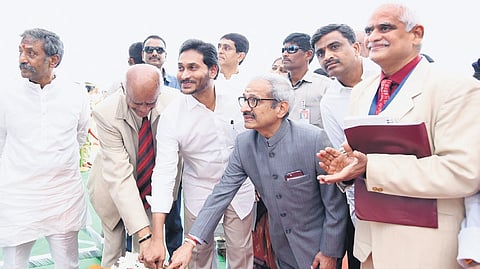 Jagan laid the foundation stone for the National Law University on Thursday. The institute will be built at a cost of Rs 1,011 crore