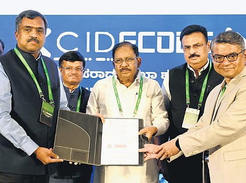 Home Minister Dr G Parameshwara at the ‘Cyber Crime Investigation Summit-2024’
in Bengaluru on Wednesday | Nagaraja Gadekal