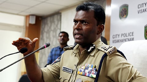 Police Commissioner A Ravi Shankar at a press meet in Vizag