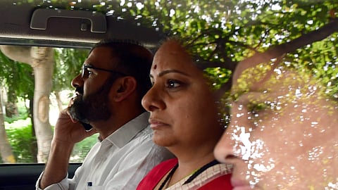 Bharat Rashtra Samithi MLC K Kavitha produced before the Rouse Avenue Court, in New Delhi on Saturday. She was arrested by the ED and brought to the court.