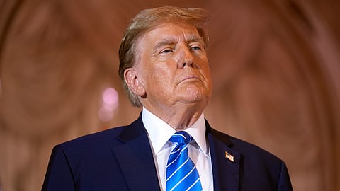 Republican presidential candidate Donald Trump speaks at a Super Tuesday election night party Tuesday, March 5, 2024, at Mar-a-Lago in Palm Beach, Florida.