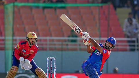 Delhi Capitals captain Rishabh Pant plays a shot during the Indian Premier League (IPL) 2024 T20 cricket match between Delhi Capitals and Punjab Kings, at Maharaja Yadavindra Singh International Cricket Stadium, in Mohali