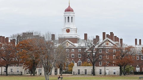 FILE - This Nov. 13, 2008 file photo shows the campus of Harvard University in Cambridge, Mass