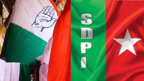 Congress and SDPI flags used for representation.