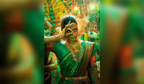 First look poster of 'Pushpa 2: The Rule' starring Rashmika Mandanna as Srivalli.