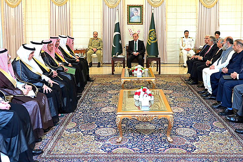 Saudi Arabia's foreign minister led a high-level delegation on a two-day visit to Pakistan, which is seeking help in overcoming one of its worst economic crises.