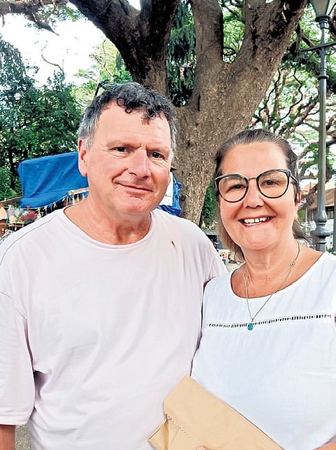 Martin and Liliyan, tourist couple from England, in Fort Kochi.