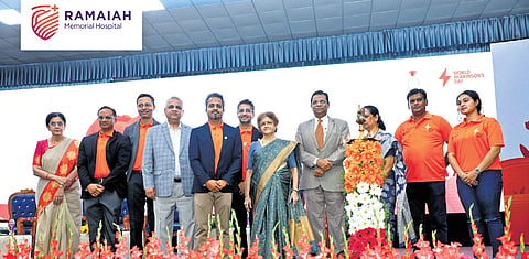 Principal & Dean of Ramaiah Medical College Dr Shalini Nooyi, Dr Sunil V Furtado, Dr Mahendra J V, Dr PT Acharya, Dr Shabari Girishan KV, Dr Medha Y Rao, Dr Madan Gaekwad, Dr Savitha Ravindra Dr Nanda Kumar, and Dr Vaishnavi N Rao at the World Parkinson’s Day event hosted at Ramaiah Memorial Hospital on Saturday.
