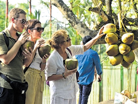 Tourists in Kerala.