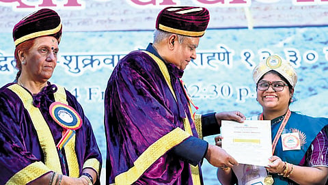 Vice-President Jagdeep Dhankhar at the third National Sanskrit University convocation in Tirupati on Friday