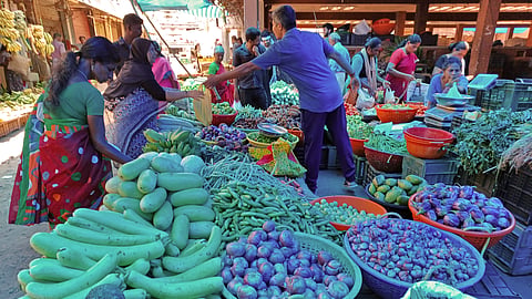 Vegetable markets are witnessing brisk business ahead of Eid and Vishu. A scene from Chalai market in Trivandrum.