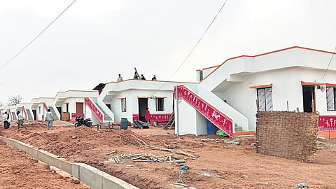 Houses built for the relocation of tribals at Dharmajipeta in Kadam mandal of Nirmal district