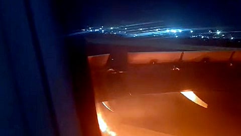 A Bengaluru-Kochi Air India Express flight makes an emergency landing at Bengaluru Airport after its right engine caught fire soon after take-off, in the early Sunday morning.