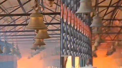 The Doonagiri temple is located in Almora district. The fire suddenly spraed from nearby forests and reached the gates of the temple on Sunday.
