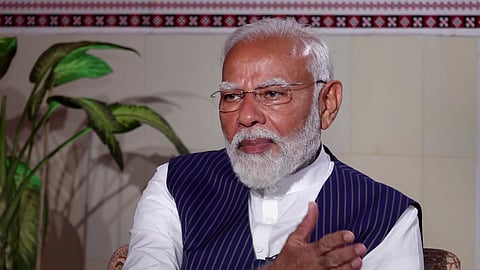 Prime Minister Narendra Modi during an interview with PTI, in New Delhi.