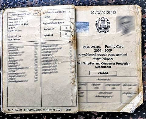 The 20-year-old ration card of
AR Venkatesan with 24 names