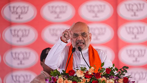 Union Home Minister Amit Shah addresses a public meeting for Lok Sabha elections, in Raebareli in May 12.