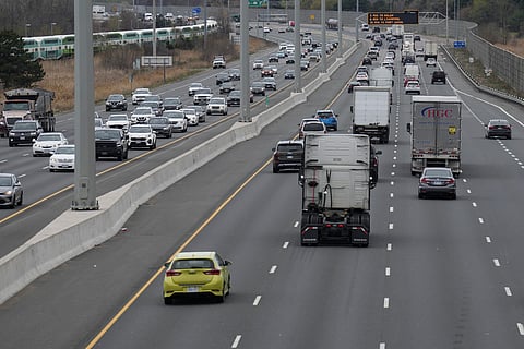 A stretch of the 401 highway in Whitby, Ontario, is seen on Tuesday April 30, 2024.