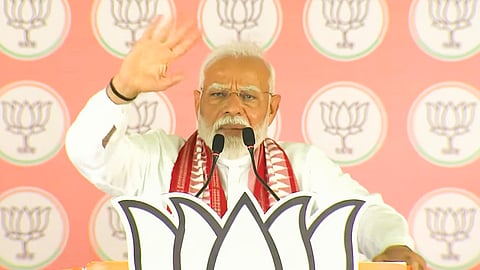 Prime Minister Narendra Modi addresses a public meeting on May 11