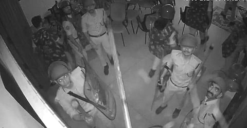 Police personnel destroying the CCTVs and furniture in the residence of Tadipatri MLA Ketireddy Pedda Reddy surfaced on Friday.