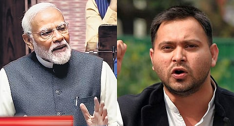 Prime Minister Narendra Modi, RJD leader Tejashwi Prasad Yadav.