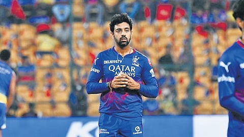 RCB’s Swapnil Singh before the start of the match against CSK