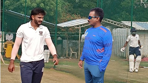 Nitish Kumar Reddy with his state coach N Nirmal Kumar