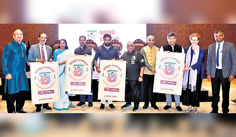 Dignitaries on stage at the curtain raiser
