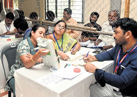 Vote counting process at Sri Padmavati Mahila University in Tirupati
