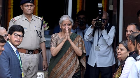Nirmala Sitharaman greets everyone as she assumes charge as Finance Minister for a record second time.