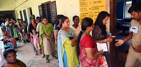 Women voters in Thiruvananthapuram.
