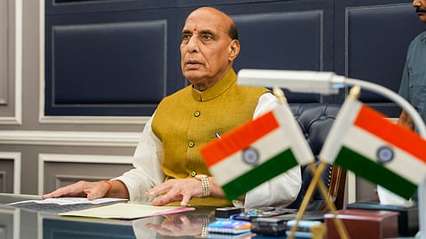 Rajnath Singh assumes charge as the Defence Minister in New Delhi on Thursday (Photo | PTI)
