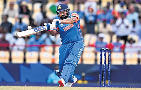 India skipper Rohit Sharma slammed his second fifty of the 2024 T20 WC during the Super 8s match against Australia.