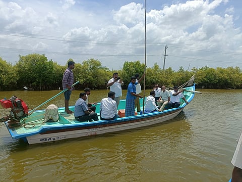 Officials inspect the possibility of boating through Vellaiyar River backwaters