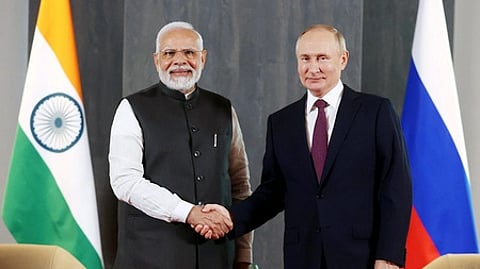 Prime Minister Narendra Modi with Russian President Vladmir Putin.