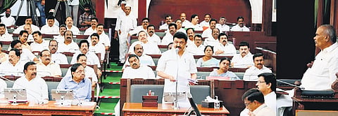 Chief Minister MK Stalin addressing the Assembly on Friday