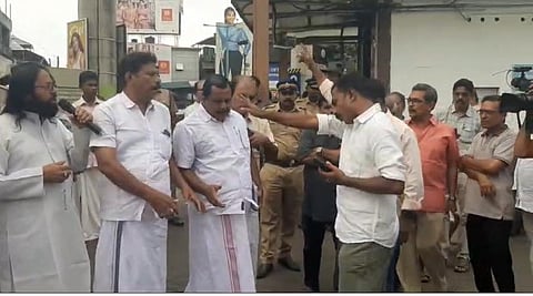 Believers protesting infront of the St.George church Edappally on Sunday.