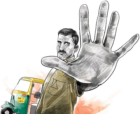 The basic dispute is over picking up passengers from places where autorickshaw stands exist.