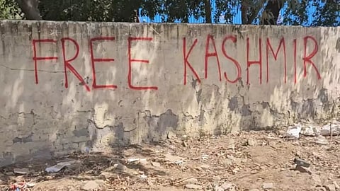 The graffiti which read "Free Kashmir" was found drawn on the wall of a DDA park in west Delhi's Dwarka area on Monday evening by locals following which the police were alerted.