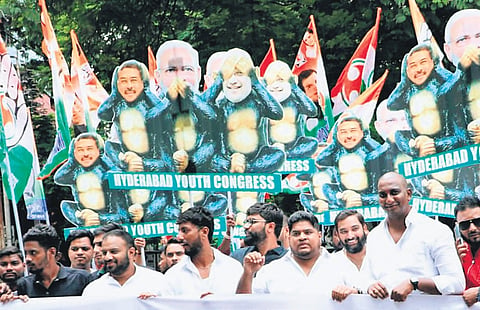 Hyderabad Congress holds massive rally demanding scrapping of NEET