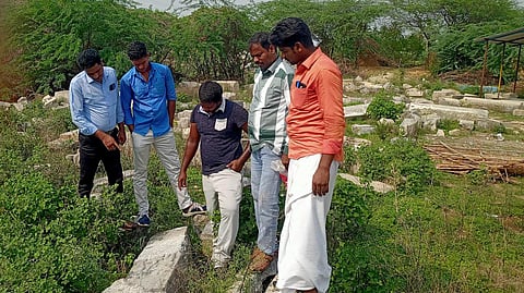 The team of researchers conducting an inspection at the temple.