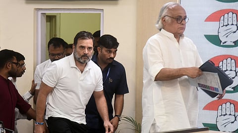 Congress leader Rahul Gandhi along with party general secretary-in-charge communications Jairam Ramesh.