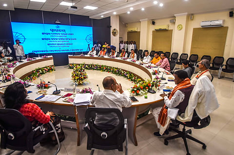 The first cabinet meeting headed by CM Mohan Majhi at the secretariat in Bhubaneswar.