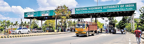 Vehicles passing through Vanagaram toll plaza in Chennai