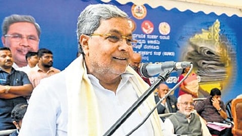 CM Siddaramaiah addresses ‘Press Day’ celebrations, in Bengaluru on Monday