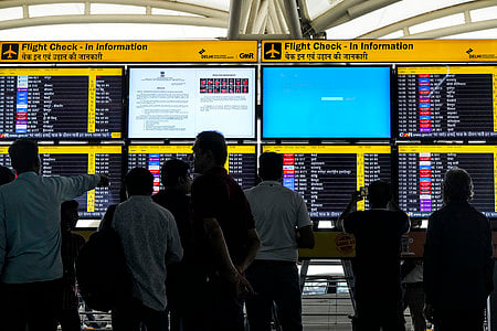 There was a temporary disruption in the conveyor belt of the baggage section, causing a delay in check-in by passengers.