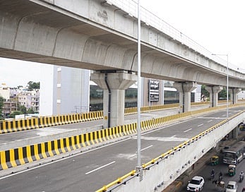 A view of the double-decker flyover to be opened at Silk Board junction in Bengaluru on Monday