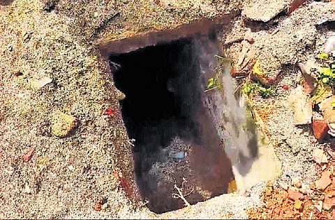 The cellar is located close to the shed that served as a parking lot.