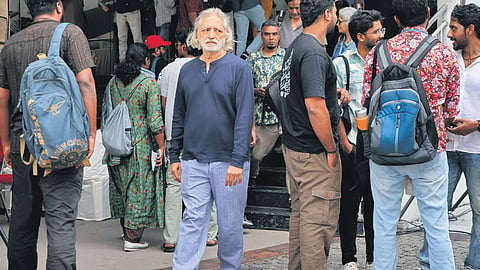 Filmmaker Anand Patwardhan at Kairali Theatre, one of the venues of the 16th International Documentary and Short Film Festival of Kerala (IDSFFK), in Thiruvananthapuram
