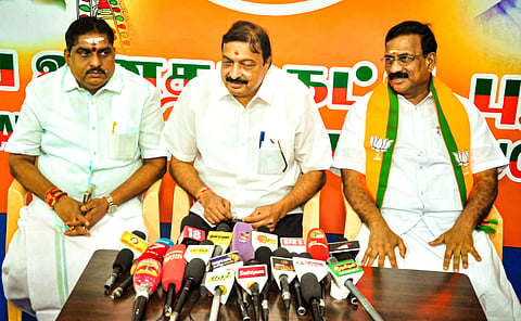 Nirmal Kumar Surana with with State President Sri S. Selvaganabathy and Home Minister Sri Namassivayam.